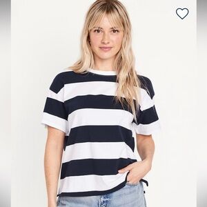 NWT Old Navy Vintage Tee, Crew, XL, Navy Blue White Stripe, AllCotton,New in Bag